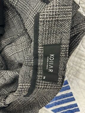 Kollar Clothing Mens 34 Gray Plaid Side Stripe Snap Cuff Slim Trousers Toronto